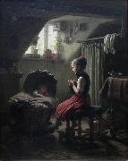 Johann Georg Meyer Little Housewife oil on canvas